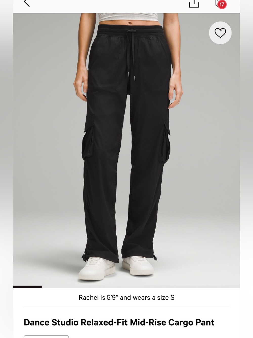 Lululemon Dance Studio Cargo Pants – Size S – Black – Relaxed Fit